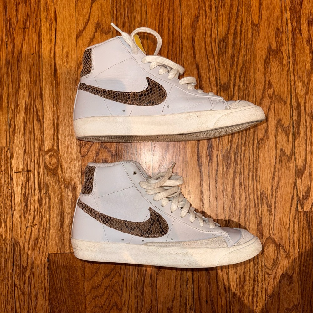 Nike Blazer White and Brown High-Top Sneakers - W 9, M 7.5